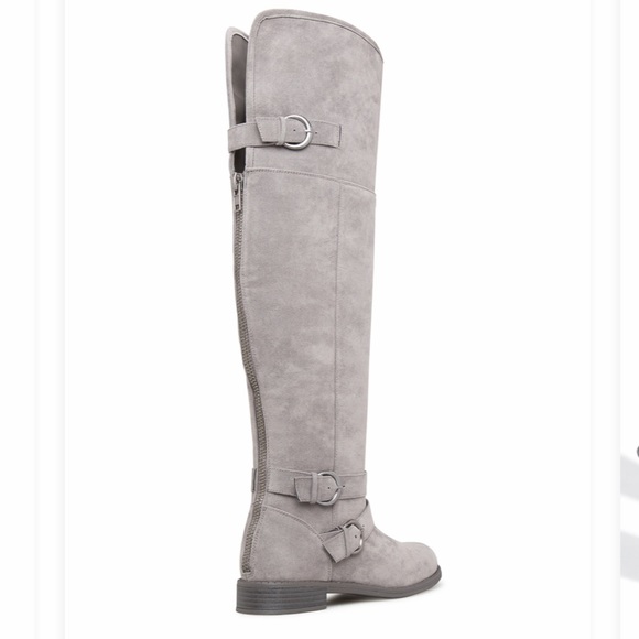 Emme Flat Riding Gray Boots - Picture 2 of 3